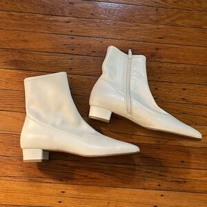 BY FAR White Ankle Booties Sleek Minimalist Design